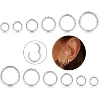 LuxusKollektion Nasenpiercing-Set 12Pcs 16G Edelstahl Piercing Nasen Ringe Hoop Lippe Septum Ohr