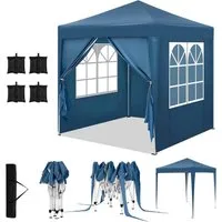 Woltu Faltpavillon, mit 4 Seitenteilen, 2x2 m, mit 4 Seitenteilen und 4 Sandsäcke, höhenverstellbarer
