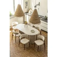 Vintagehaus Essgruppe Travertin Tisch Arch 180 + 4 oder 6 Stühle Linea montiert