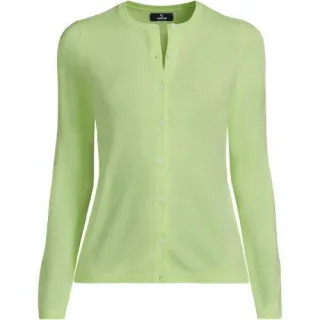 Kaschmir-Cardigan mit rundem Ausschnitt, Damen,  Grün, Kaschmir, by Lands' End