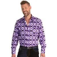 Comycom Langarmhemd 70er-Style Waves Violett