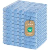 Lavea Seiftuch 10er Gästehandtücher Set 30x30 cm Elena Frottee, kleine Waschlappen, 100% Baumwolle (10er Set), 500 g/m² Frottier, weich & saugstark, pflegeleicht