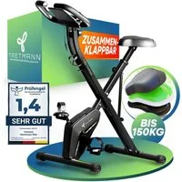 Tretmann Heimtrainer Fitnessbike - Hometrainer Fahrrad Klappbar Set-extra bequem & leise (Relax Sattel bis 150KG Belastbar, Heimtrainer Fahrrad, Heimtrainer Senioren, Indoor Bike, Fitnessbikes), 16 Widerstandsstufen - Gelenkschonend - DEKRA-geprüft