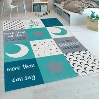 Paco Home Kinderteppich Aleyna 101, rechteckig, Höhe: 6 mm, Kurzflor, Kinder Design, Motiv Mond & Sterne, Kinderzimmer