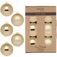INGE-GLAS® Weihnachtsbaumkugel Christbaumkugeln Weihnachtskugeln Glas Ø 10 cm 6 Stück brokatgold