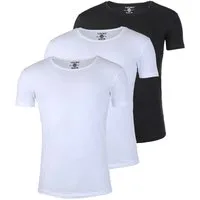 Young & Rich T-Shirt Herren Uni Basic 1702 tief-breit geschnittener Ausschnitt vintage Look (3er-Pack, 3-tlg., 3er-Pack) Rundhalsauschnitt unifarben kurzarm slim fit