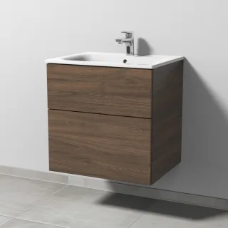 Sanipa 3way Waschtischunterbau zu Geberit Renova Plan Slim Waschtisch mit 2 Auszügen, Eiche-Arizona SM68680