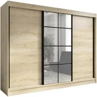 A&J MöbelLand GmbH Schiebetürenschrank ORAVIA mit Spiegel – Breite 200 cm (TOP PRODUKT! Wählen Sie das ideale Modell für Ihr Schlafzimmer! Breite: 200 cm, Höhe: 215 cm, Tiefe: 60 cm, Moderne Möbel mit funktionalem Design und hoher Verarbeitungsqualit