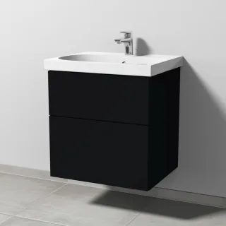 Sanipa 3way Waschtischunterbau zu Geberit Acanto Waschtisch mit 2 Auszügen, Schwarz-Matt SF41508