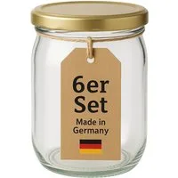 BigDean Müslibox 6 Stück Overnight Oats Gläser Extra große Öffnung, Glas, (Set, 12-tlg., Glas + Deckel), Auslaufsicher, Spülmaschinenfest (Glas), Extra weite öffnung.