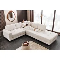riess-ambiente Ecksofa KENT 220cm champagner/beige - Strickstoff, inkl. Hocker, Rundumbezug, Set 1 Teile, Moderne Wohnlandschaft - ideal für Wohnzimmer, TV-Ecke und Lesen