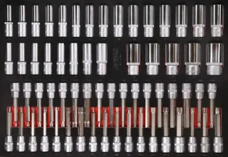 KS Tools 811.0063 1/2'' Steckschlüssel- / und Bit-Stecknuss-Satz in Schaumstoffeinlage, 63-tlg