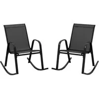 KOMFOTTEU Schaukelstuhl Gartenstuhl (2er Set), mit Rücklehne & Armlehne,bis 150 kg