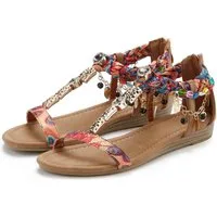 LASCANA Sommerschuh, Sandalette, offener Schuh, Sandale mit Schmuckkettchen und Schmucksteinen im Festival-Look VEGAN