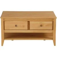 OTTO home Couchtisch Leonis, Breite 89 cm, mit Schubladen und Ablageboden, massiver Kiefer, FSC®