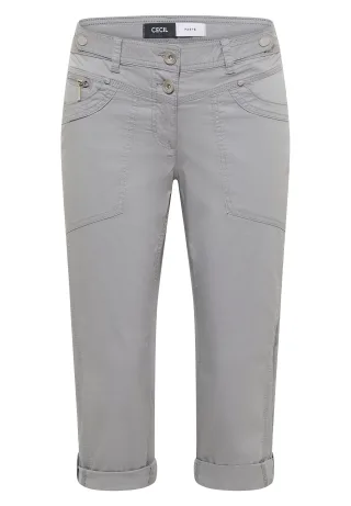 CECIL - 3/4 Mid Waist Casual Fit Hose mit Turn Up obelisk grey - Gr. - 3