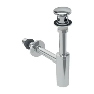 Geberit Waschbeckenablauf 151021211 mit Siphon, Außenventilstopfen mit Druckbetätigung, hochglanz-verchromt