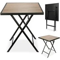 BRUBAKER Gartentisch Bergamo - 58 x 58 cm Balkontisch mit Holz Optik - Wetterfest (1-St., Klapptisch für Balkon, Terrasse - Bistrotisch), Metall Beistelltisch klappbar - Campingtisch eckig