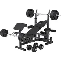 GORILLA SPORTS Hantelbank inkl. 100kg Hantelset, Ablage - Trainingsbank, Gewichten, Kraftstation