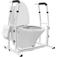 FIVMEN WC-Aufstehhilfe WC-Handlauf,Toilettenständer mit Armlehnen, Mobile WC-Aufstehhilfe Toiletten mit Ablagekorb