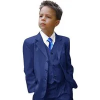 Paul Malone Kinderanzug Anzug für Jungs 6tlg Slim Fit Kommunionanzug, Konfirmationsanzug (Set, 6-tlg., mit Sakko, Weste, Hose, Hemd, Krawatte und Einstecktuch) KA61 mit blauer Krawatte, royalblau