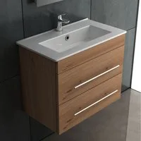 Alpenberger Badezimmer-Set Waschbecken mit Unterschrank - Waschbeckenunterschrank 60 cm Breit, (Komplett-Set Vormontiert 60 cm breit, 2-St., Handwaschbecken mit Badschrank), Hygienische Nanobeschichtung, Soft-Close Schubladen