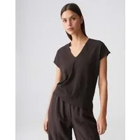 OPUS Kurzarmshirt Sirukus Structure Boxy Fit mit Crash Effekt fließender Fall. Perfekt für moderne, feminine Looks
