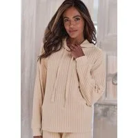 LASCANA Hoodie Strickpullover mit Kapuze und in melierter Optik, Loungewear