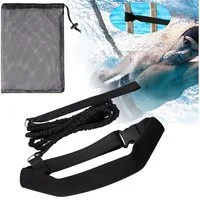 Mutig Schwimmgürtel Schwimmtrainer Schwimmgurt mit 2 x 1.5 Meter elastischen Gummibändern (für Pool wie Gegenstromanlage zum Einhängen - Bauchgurt, mit Schwimmband Widerstandstraining Gürtel Leine für Erwachsene)