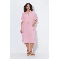 Ulla Popken Jerseykleid Leinenmix-Kleid Streifen Oversized Hemdkragen