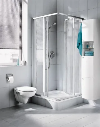 Kermi Eck-Halbteil Nova 2000 EF2 0700x1750, silber mattglanz, Kunstglas Kerolan Fontana N2EF20701711K