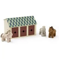Kids Concept Spielwelt Kids Concept - Pferdestall mit Pferden - 19,5x19x31 cm, (4-tlg), aus Holz