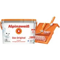 Alpina Wandfarbe - SET - Alpinaweiß Das Original 10L – inkl. Roller-Set und Farbwanne
