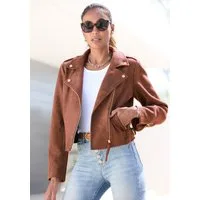 LASCANA Bikerjacke in Veloursleder-Optik modische Übergangsjacke aus Velourlederimitat, kurze Lederimitatjacke
