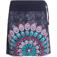 Vishes Minirock Damen Baumwolle Blumen-Muster breiter Bund zum Schnüren mit Taschen Alternative Bekleidung, Ethno, Hippie, Retro Style