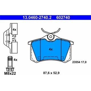 ATE Bremsbel?ge hinten Citroen DS Peugeot Renault 13.0460-2740.2