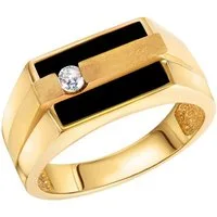 Firetti Fingerring Schmuck Geschenk Silber 925 Silberring Ringkopf eckig, mit Onyx, Zirkonia (synth)