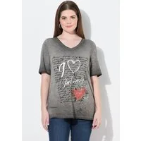 Ulla Popken T-Shirt T-Shirt Trachtenmotiv Classic V-Ausschnitt Halbarm