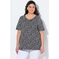 Ulla Popken T-Shirt T-Shirt Zierfalten A-Linie V-Ausschnitt Halbarm
