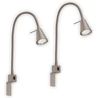 Briloner Leuchten Bettleuchte TUSO 2er Set LED Bettleuchte Schlafzimmer Wohnzimmer, 2er Set LED Bettleuchte Schlafzimmer Wohnzimmer Matt-Nickel