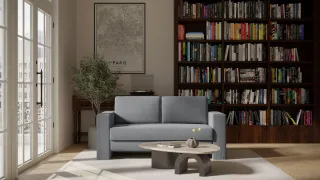 BRUNO Schlafsofa 140cm in Dunkelgrau | Schmal | stabiles Massivholz & Boxspringkomfort