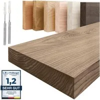 LAMO Manufaktur Wandregal Holz Gerade, Regal Farbe: Nussbaum, Invisible: Schweberegal, 40 cm, Komplett-Set, 40mm stake Massivholzplatte