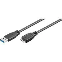 USB 3.2 Gen 1 Kabel, USB-A Stecker > Micro-USB Stecker (Typ B) schwarz, 1 Meter, SuperSpeed
