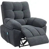 BBG Massagesessel Massage Relaxsessel mit Heizfunktion & Liegefunktion bis 150° (TV Sessel mit 8 Vibrationspunkten), ergonomischer Polstersessel gegen Rückenschmerzen, platzsparend