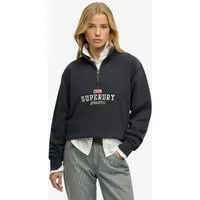 Superdry Sweatshirt ATH ESS GRAPHIC HALF ZIP aus Baumwolle, Loose Fit, mit Rippbündchen am Saum