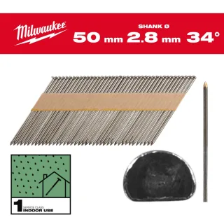 Milwaukee D-Kopf-Nägel 34° Glattschaft SC1 2.200 Stück, blank - 4932492595