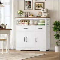 HOMECHO Sideboard, Küchenschrank mit Arbeitsplatte, 2 Schubladen und 3 Türen