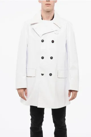 MM14 Wasserdichter Trenchcoat mit Samtkragen in Weiß