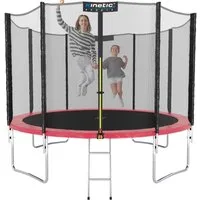 Kinetic Sports Gartentrampolin SALTO, Ø 244 cm, Kindertrampolin Set mit Sicherheitsnetz, USA Sprungtuch, Leiter