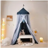 Jibenhome Moskitonetz Doppelschicht Moskitonetz, Bett Baldachin, Lichtblockierung Kuppel, Faltbares Pompon Moskitonetz Bett für Kinderzimmer